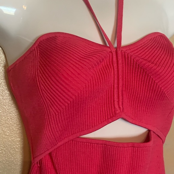 Jonathan Simkhai pink halterr body con mini dresss size L - Picture 3 of 5